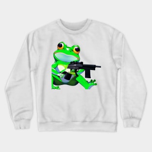 Meme Frog with Gun Crewneck Sweatshirt